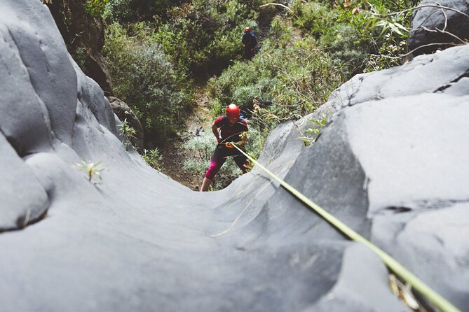 Canyoning in Tenerife South - Entering the basalt walls of Los Arcos Canyon