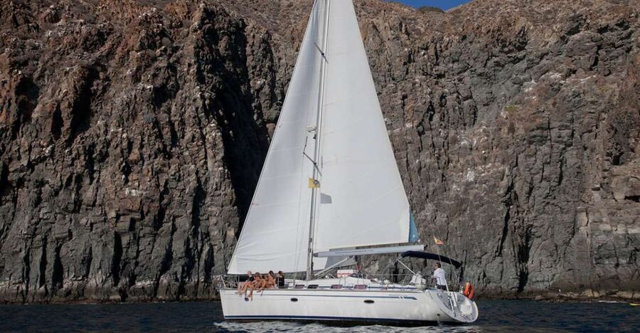 From Los Gigantes: Whale Watching Sailboat Cruise - Sailing below the cliffs and toward Teide