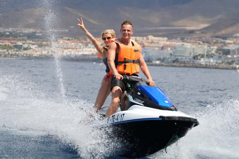 Puerto Colón: Tenerife Coast Jet Ski Tour with Photos - The five-minute ocean stop
