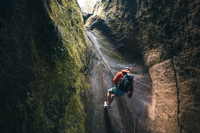 Small-Group Half-Day Canyoning in La Orotava - Orange and yellow volcanic walls