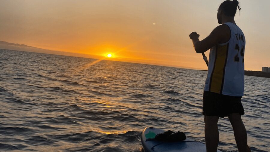 Tenerife: Sunset Stand-Up Paddleboarding Tour - Sunset from La Caleta’s volcanic coast